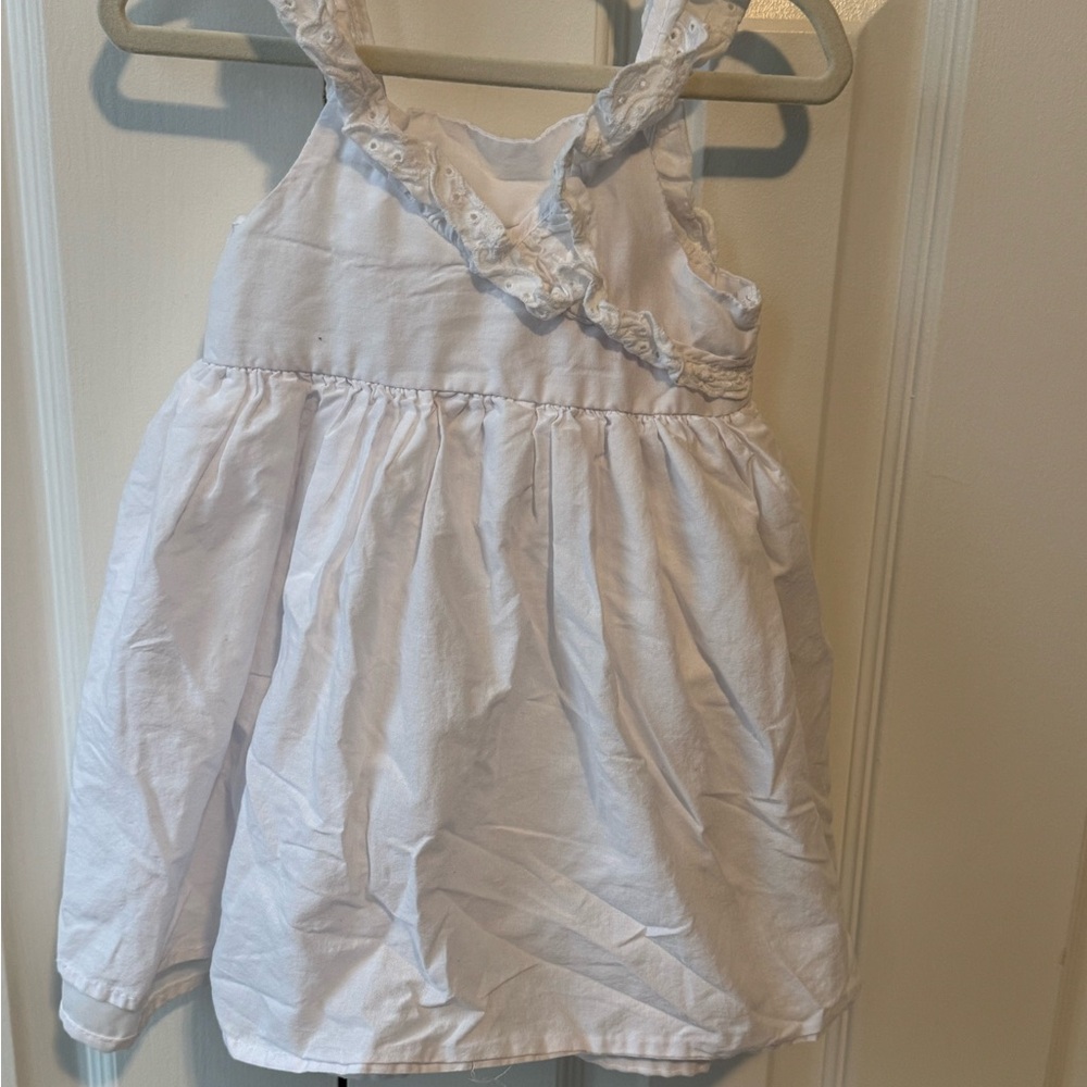 White Sleeveless Dress with Lace Trim